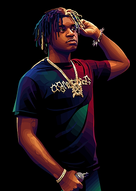 Stylized Portrait of a Ken Carson Rapper