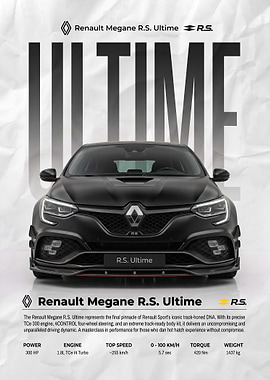 front view black Renault Megane R.S. Ultime Poster