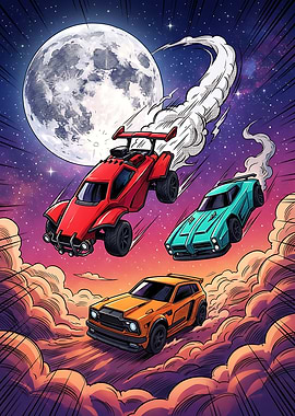 Rocket League Cars Flying in Space
