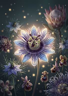 Luminous Passion Flower Garden