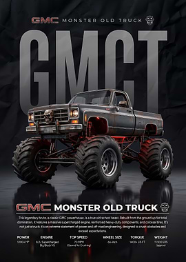 GMC Monster Old Truck Poster