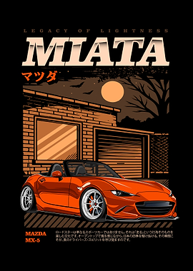 Mazda Miata MX-5 Night Illustration