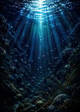 Sunlight Piercing Deep Ocean Trench