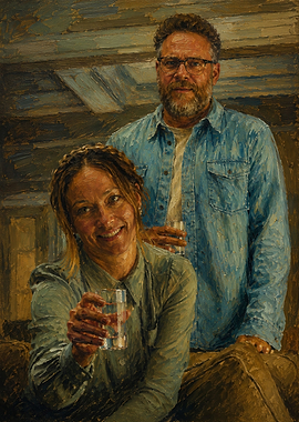 Portrait of Seth Rogen and Wife