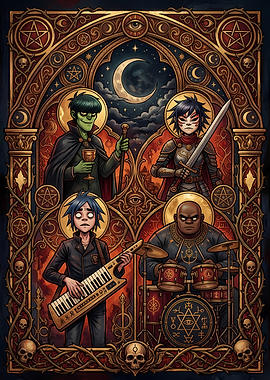 Gorillaz Gothic Fantasy Art Poster