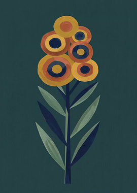 Minimalist Retro Floral Composition