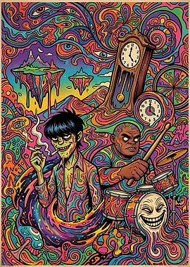 Gorillaz Psychedelic Surrealist Art Poster