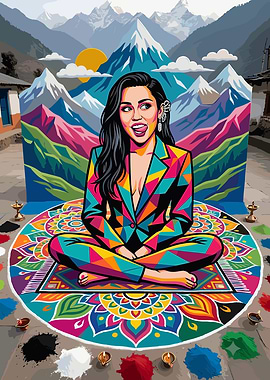 Miley Cyrus Pop Art Mandala Portrait