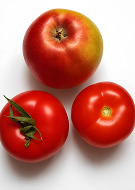 Fresh Apple and Two Tomatoes