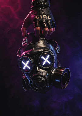 Cyberpunk Gas Mask with Glowing Eyes