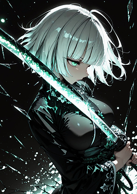 Anime Girl with Glowing Katana