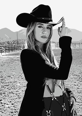 Stylish Cowgirl in Black and White