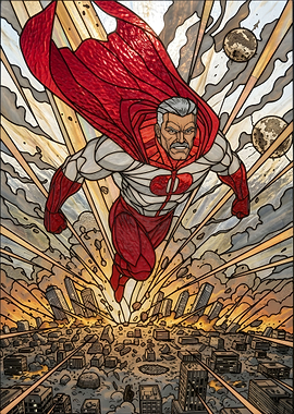 Omni-Man Stained Glass Style Art