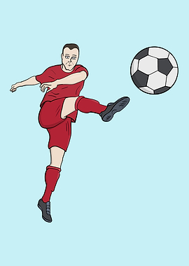 Cartoon Soccer Player Kicking Ball