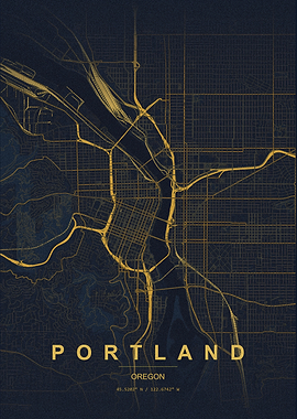 Portland Oregon Minimalist Map Poster