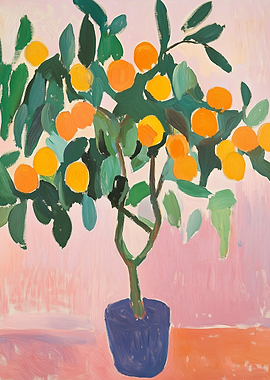 Potted Orange Tree Painting