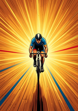 Cyclist Racing at High Speed