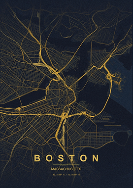 Minimalist Boston City Map Poster