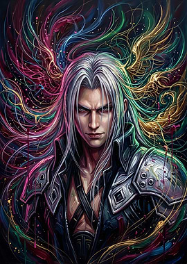 Sephiroth Abstract Colorful Portrait