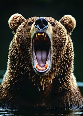 Ferocious Grizzly Bear Roaring