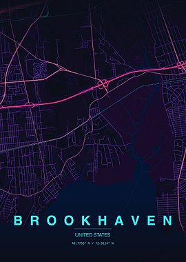 Brookhaven Neon Map Poster