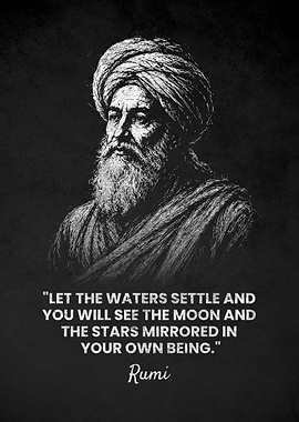 Rumi MIRRORED Quote Inspirational Portrait Poster
