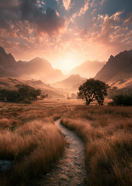 Golden Sunset Mountain Trail