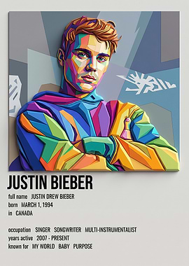 Justin Bieber Pop Art Poster