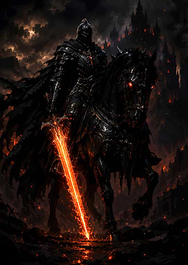 Dark Knight on Fiery Horse