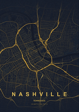 Nashville Tennessee Minimalist Map Poster