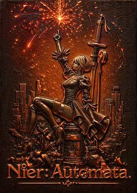 Nier: Automata 2B Bronze Relief Art