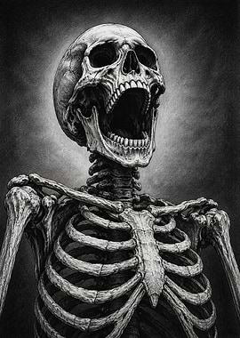 Screaming Human Skeleton Illustration