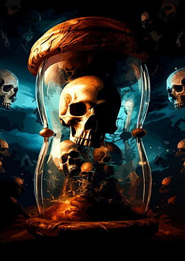 Skull Hourglass Dark Fantasy Art