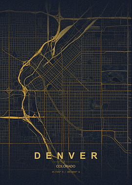 Denver Colorado Minimalist Map Poster