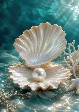 Luminous Pearl in Open Seashell