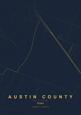 Austin County Texas Minimalist Map