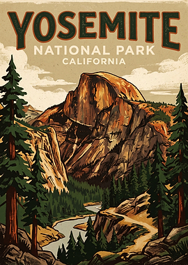 Vintage Yosemite National Park Poster