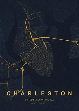 Charleston South Carolina Minimalist Map