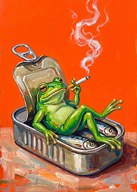Frog Smoking in Sardine Tin