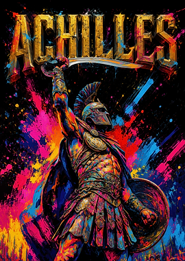 Achilles Warrior Colorful Abstract Art