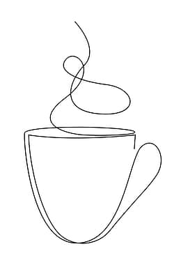 Minimalist One-Line Coffee Cup Drawing