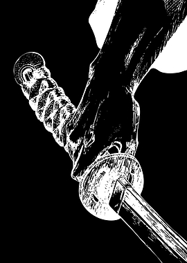 Hand Gripping a Katana Sword