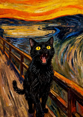 The Scream Cat Parody Painting