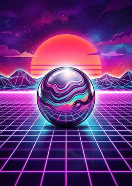 Retro Synthwave Sphere Landscape