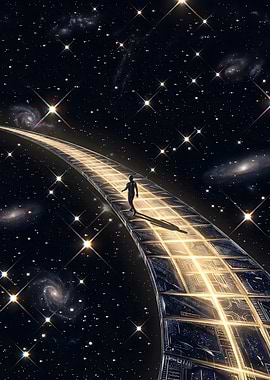 Lone Traveler on Cosmic Bridge