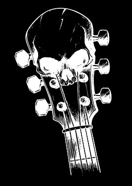 Skull Guitar Headstock Illustration
