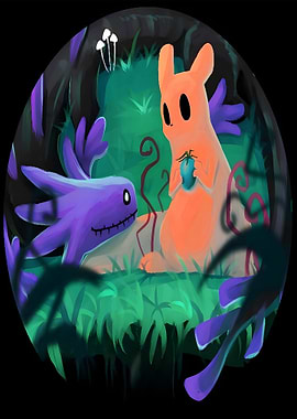 Rain World Slugcat and Lizard