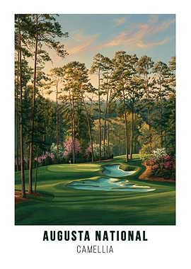 Augusta National Camellia Golf Poster
