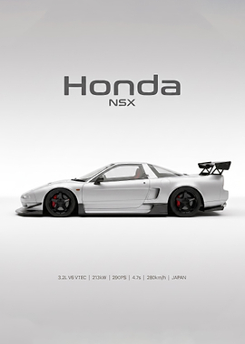 Minimalist Honda NSX white car Poster