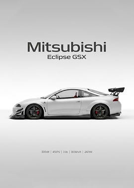 minimalist Mitsubishi Eclipse GSX car Poster